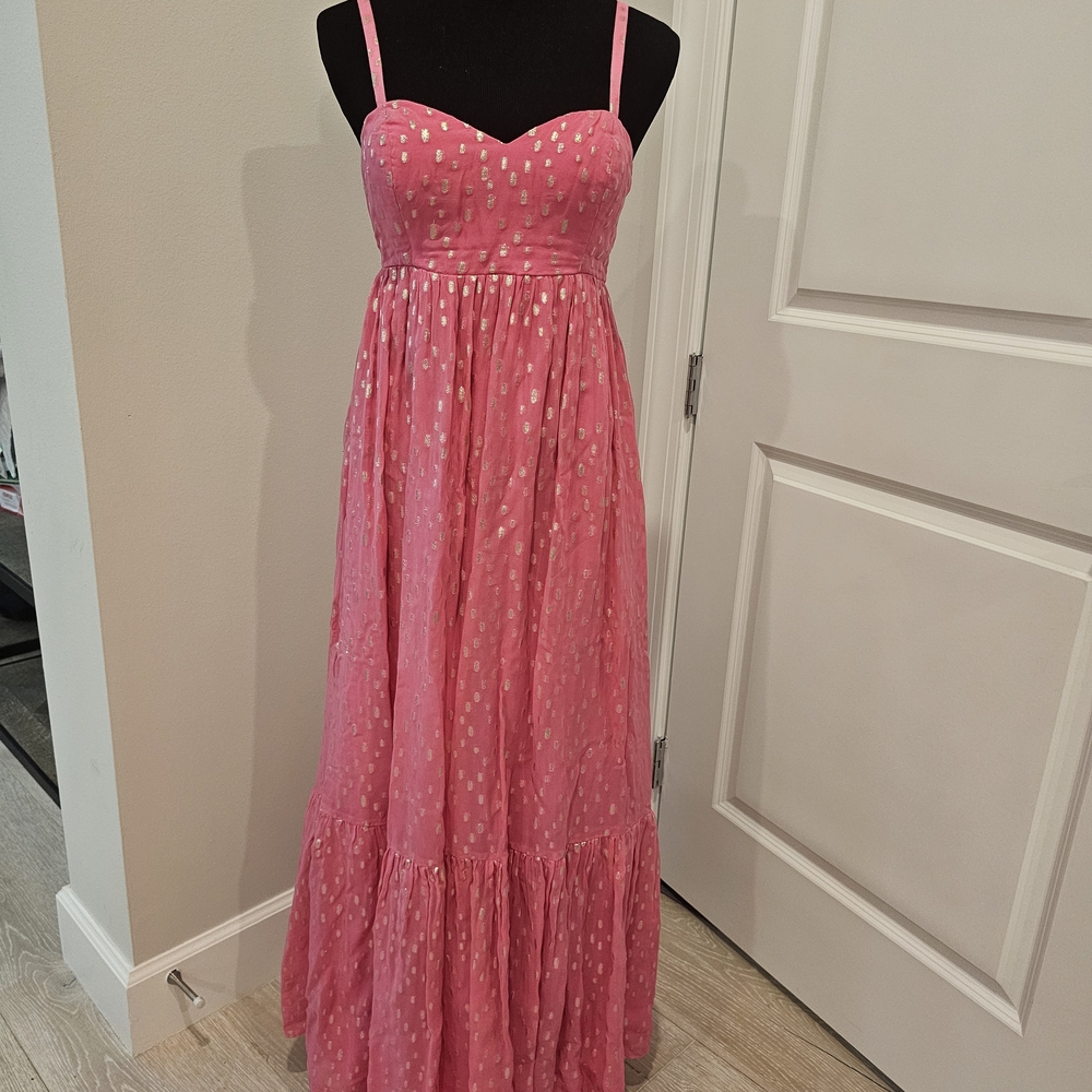Lilly Pulitzer Pink Maxi Dress with Gold Accents